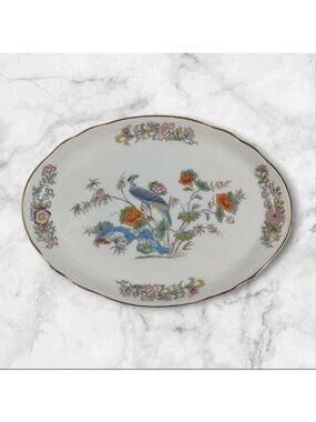 Wedgwood Kutani Crane 6.75" x 9.5" Bone China Trinket Tray Dish